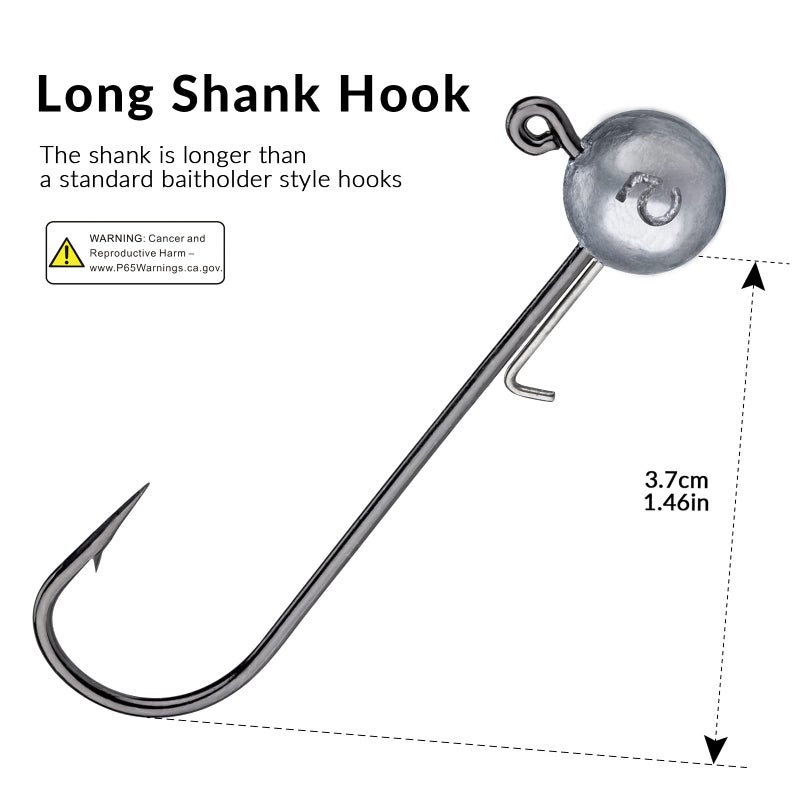 THKFISH Ball Jig Heads Lead Head Fishing Jigs Saltwater Freshwater Swimbait Jig Heads for Crappie Walleye Bass Trout 1/2oz 3/8oz 1/4oz 1/6oz - Image 2